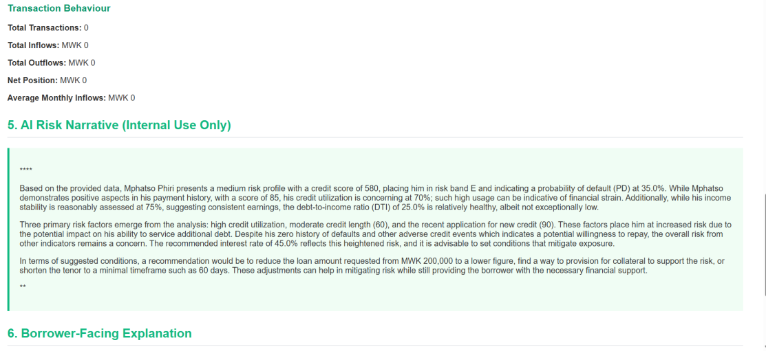 Swift CreditX borrower risk assessment report PDF